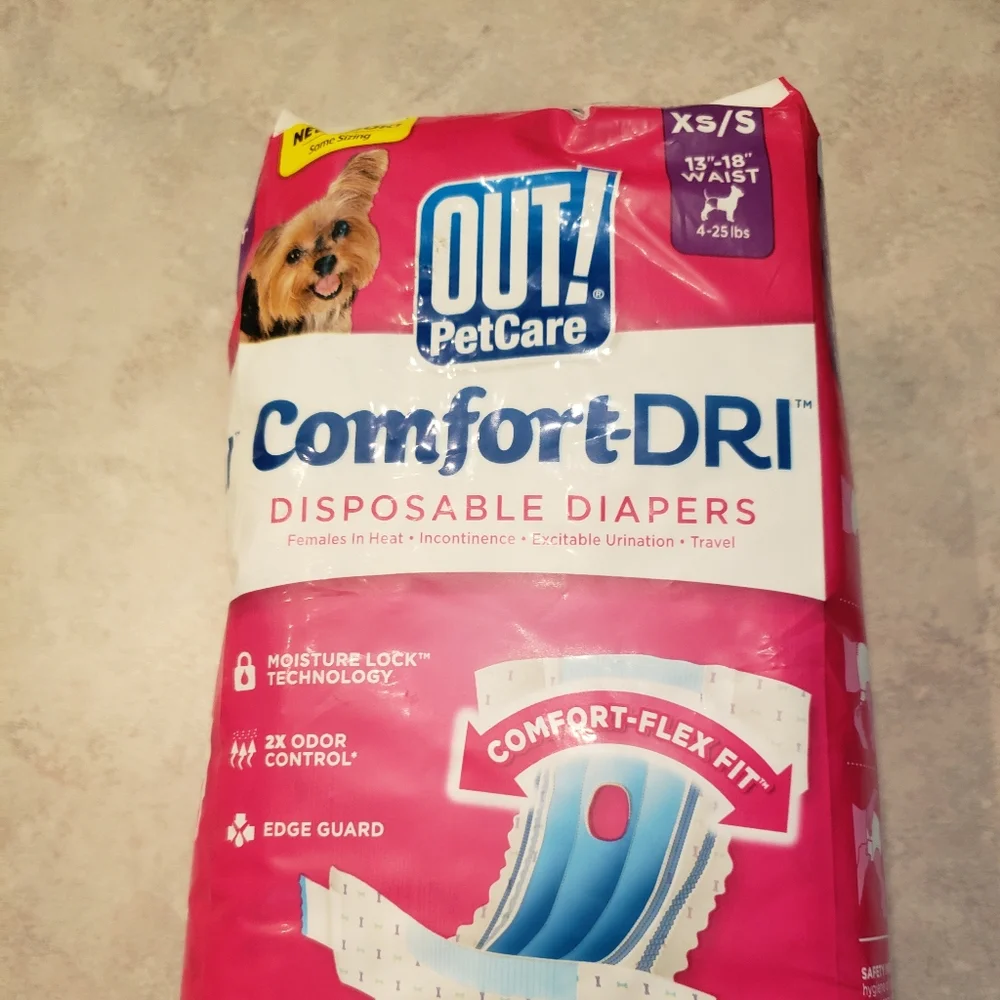 Dog diapers for X small/small female dog. Opened and tried one.